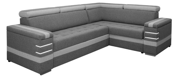 Narożnik RAVO 200/280 cm podświetlenie LED, ruchome zagłówki funkcja spania
