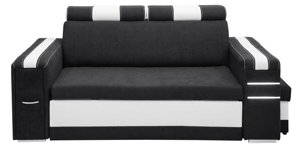 Nowoczesna Sofa KESLER I, podświetlenie + 2 x pufy, ruchome zagłówki