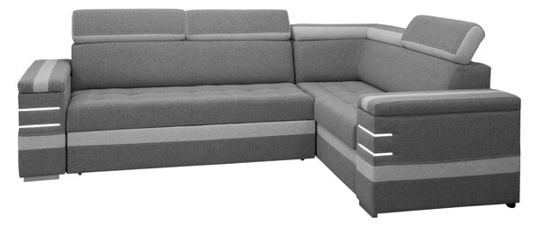 Narożnik RAVO 200/280 cm podświetlenie LED, ruchome zagłówki funkcja spania