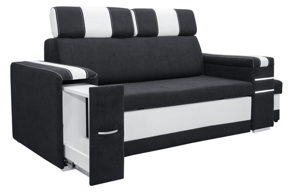 Nowoczesna Sofa KESLER I, podświetlenie + 2 x pufy, ruchome zagłówki