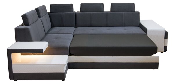Narożnik FLORENTIN 290/230 cm - Funkcja spania, półka LED, regulowane zagłówki