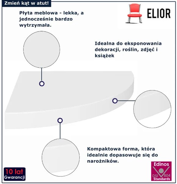 Biała narożna półka ścienna N2-Z90