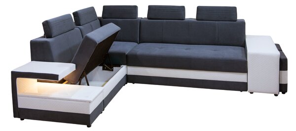 Narożnik FLORENTIN 290/230 cm - Funkcja spania, półka LED, regulowane zagłówki