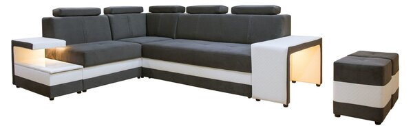 Narożnik FLORENTIN 290/230 cm - Funkcja spania, półka LED, regulowane zagłówki