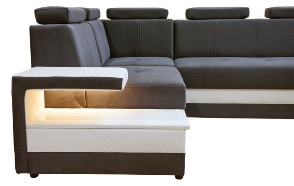 Narożnik FLORENTIN 290/230 cm - Funkcja spania, półka LED, regulowane zagłówki