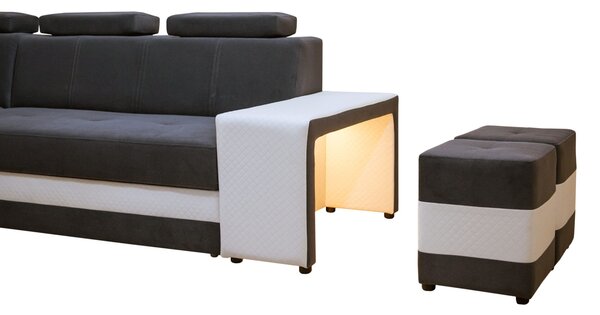 Narożnik FLORENTIN 290/230 cm - Funkcja spania, półka LED, regulowane zagłówki