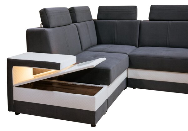 Narożnik FLORENTIN 290/230 cm - Funkcja spania, półka LED, regulowane zagłówki