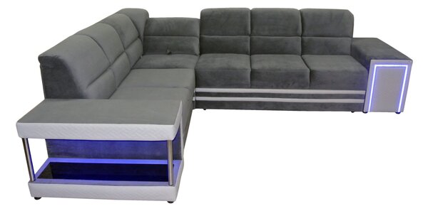 Duży Narożnik CYPRUS I 280/240 cm, z funkcją spania, LED, barek