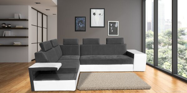 Narożnik FLORENTIN 290/230 cm - Funkcja spania, półka LED, regulowane zagłówki
