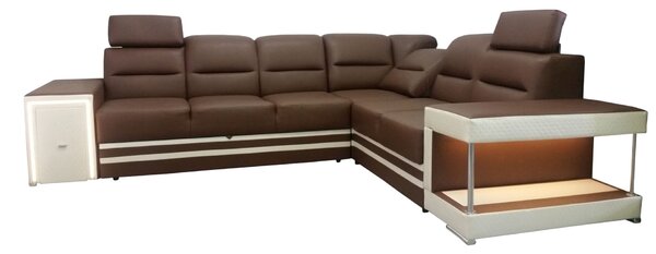 Duży Narożnik CYPRUS I 280/240 cm, z funkcją spania, LED, barek