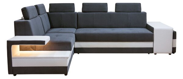 Narożnik FLORENTIN 290/230 cm - Funkcja spania, półka LED, regulowane zagłówki