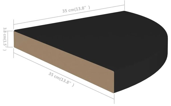 Czarna narożna półka ścienna F6-R65