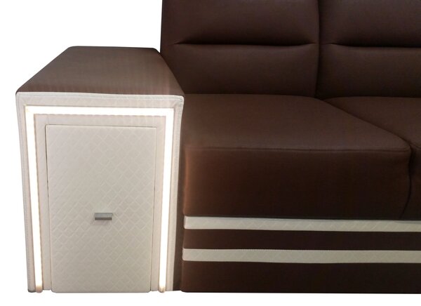 Duży Narożnik CYPRUS I 280/240 cm, z funkcją spania, LED, barek