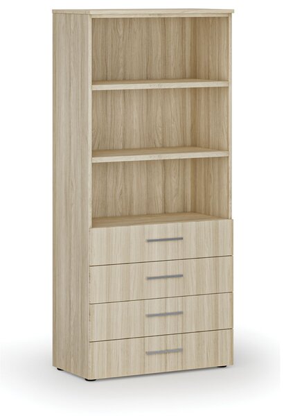 Szafa biurowa z szufladami PRIMO WOOD, 800 x 420 x 1781 mm, dąb naturalny