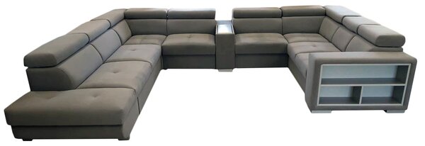 Narożnik Podkowa "U" 250/370/230 cm ZEUS II z funkcja spania, regulowane zagłówki