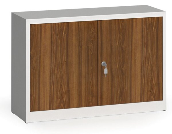 Szafy spawane z laminowanymi drzwiami, 800 x 1200 x 400 mm, RAL 7035/orzech