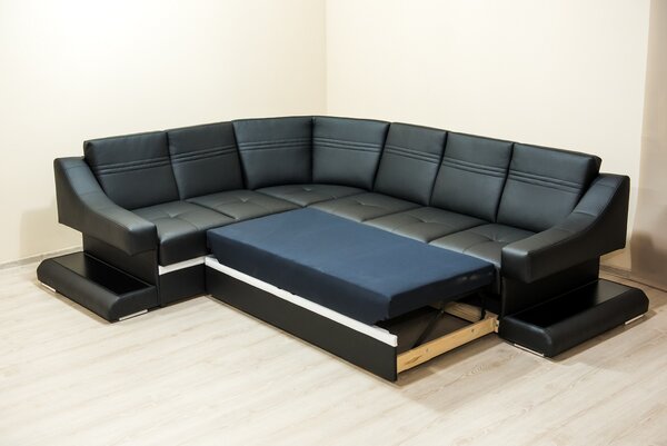 Narożnik z funkcją spania WENECJA 280/ 230 cm tkanina/ekoskóra