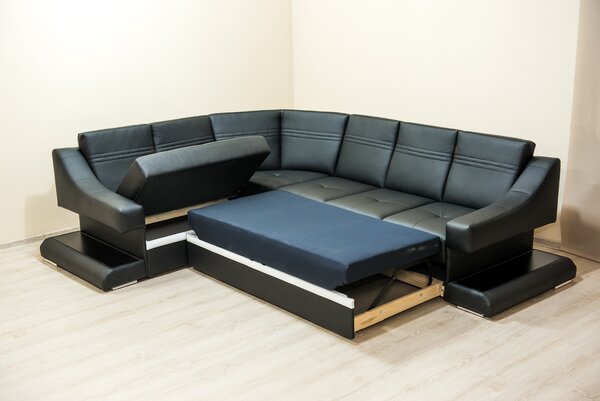 Narożnik z funkcją spania WENECJA 280/ 230 cm tkanina/ekoskóra