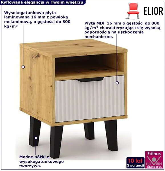 Nocna szafka na nóżkach dąb artisan + kaszmir S9-D56