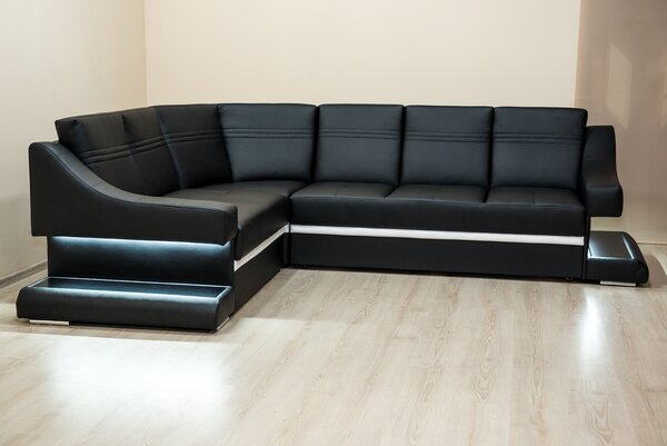 Narożnik z funkcją spania WENECJA 280/ 230 cm tkanina/ekoskóra