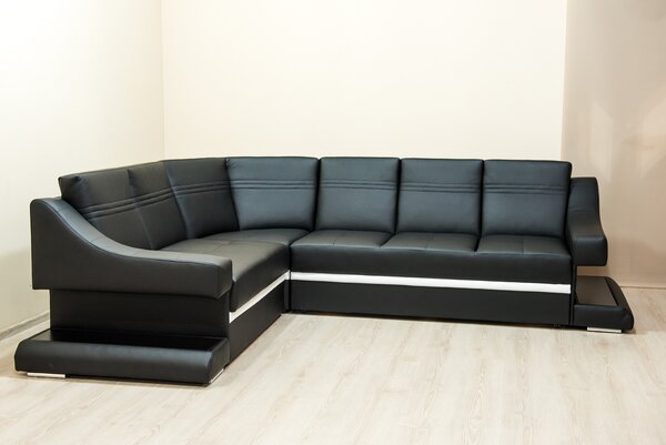 Narożnik z funkcją spania WENECJA 280/ 230 cm tkanina/ekoskóra