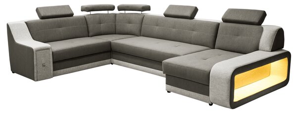 Narożnik Podkowa "U" 230/350/130 cm Dante II z oświetleniem LED