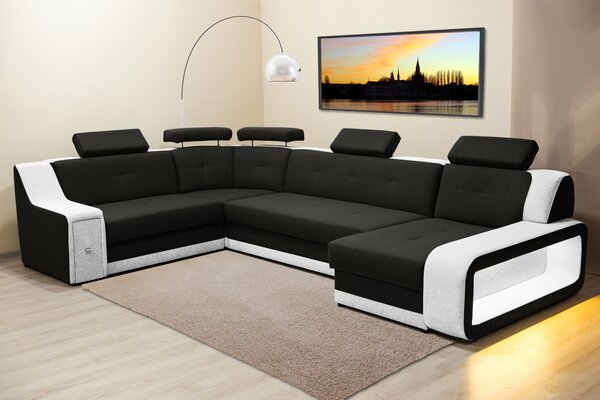 Narożnik Podkowa "U" 230/350/130 cm Dante II z oświetleniem LED