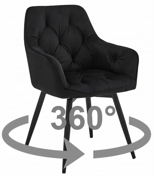 Czarne obrotowe krzesło pikowane W9-E82