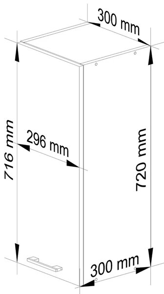 Wąska górna szafka kuchenna beton 30 cm B4-P24