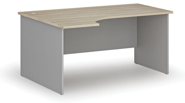 Narożne biurko PRIMO GRAY, 160x120 cm, lewe, szary/dąb naturalny