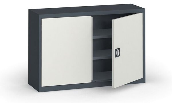 Szafa metalowa, 800 x 1200 x 400 mm, 2 półki, ciemnoszary / szary