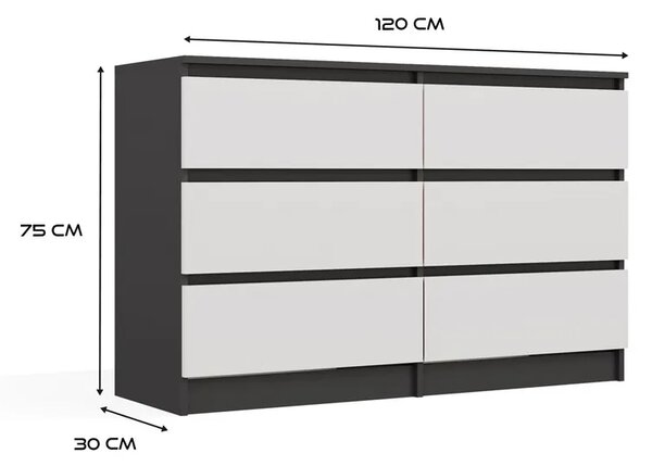 Komoda na ubrania antracyt + biały 120 cmT7-R10