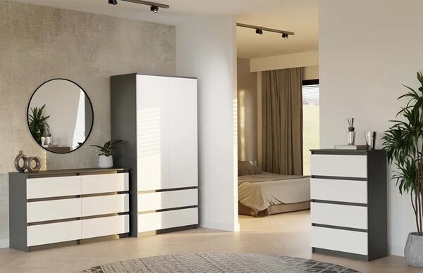 Komoda na ubrania antracyt + biały 120 cmT7-R10