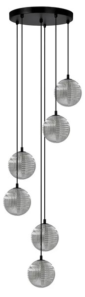 Wisząca długa lampa z kloszami grafitowa F1-M05