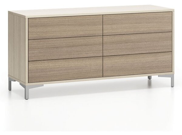 Biurowa komoda półkowa LAYERS, 6 szuflad, dąb naturalny / dąb bejcowany