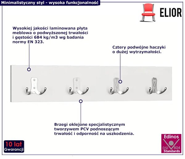 Biały minimalistyczny wieszak ścienny B0-K47