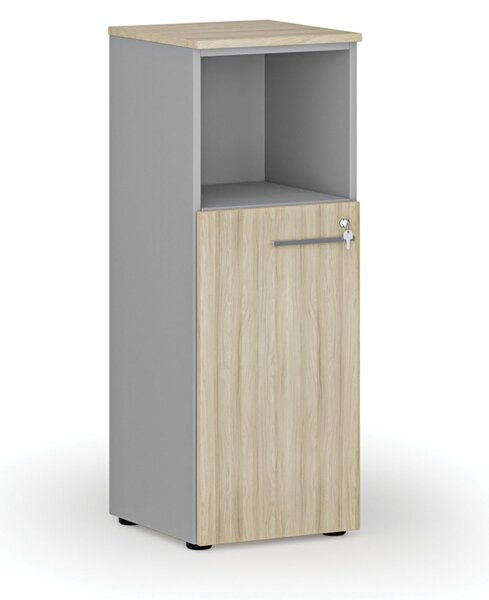 Szafa biurowa kombinowana PRIMO GRAY, 400 x 420 x 1087 mm, szary/dąb naturalny