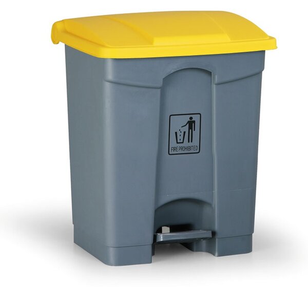 Uniwersalny kosz na śmieci do segregacji z pedałem, 45 l, 390 x 360 x 590 mm, żółty