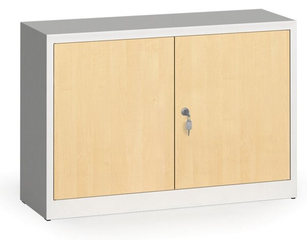 Szafy spawane z laminowanymi drzwiami, 800 x 1200 x 400 mm, RAL 7035/brzoza