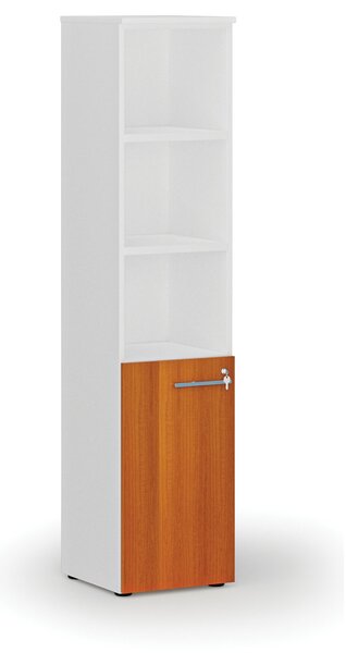 Szafa biurowa kombinowana PRIMO WHITE, drzwi na 2 poziomach, 400 x 420 x 1781 mm, biały/wiśnia