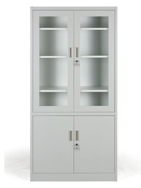 Metalowa szafa ze szklanymi drzwiami, demontowana, 900 x 1850 x 400 mm