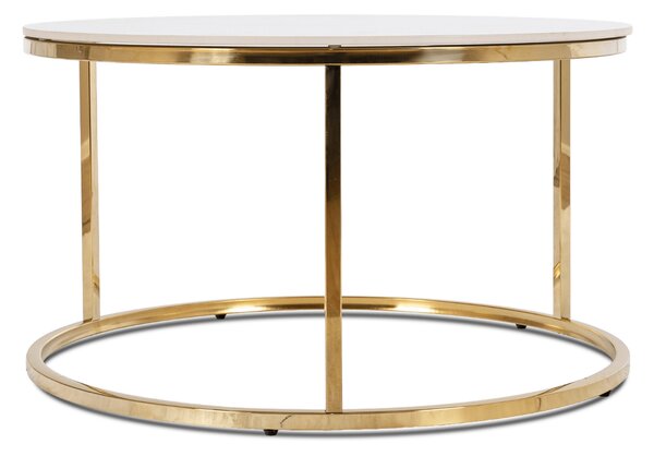Stolik Kawowy VENICE 80 cm Biały Marmur/Złoty Nowoczesny Glamour
