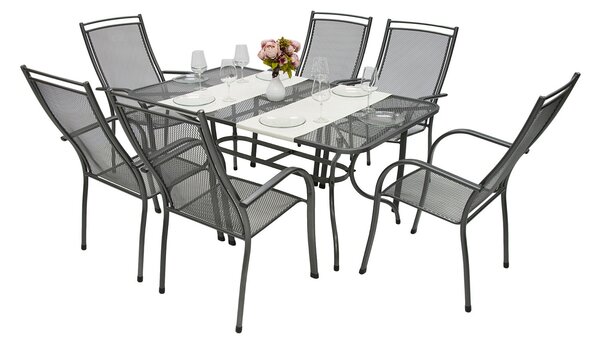 Metalowy zestaw ogrodowy PALMA I. 1 + 6 Stół prostokątny 145x90 cm (CT0309)