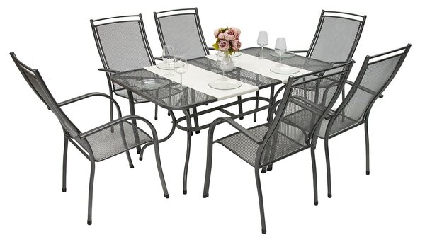 Metalowy zestaw ogrodowy PALMA I. 1 + 6 Stół prostokątny 145x90 cm (CT0309)