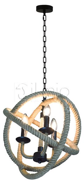 Rustykalna lampa wisząca ROPE 307903 świecznikowa na łańcuchu brązowa