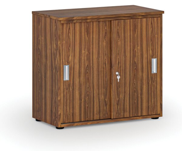 Szafa biurowa z drzwiami przesuwnymi PRIMO WOOD, 800 x 420 x 740 mm, orzech