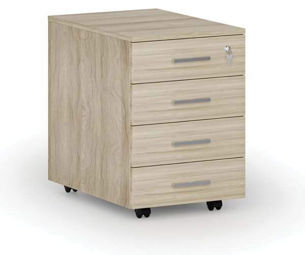 Kontenerek biurowy mobilny PRIMO WOOD, 4 szuflady, dąb naturalny