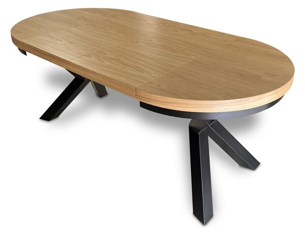 Stół okrągły rozkładany fi 120+ 2 x 40 cm LOFT z designerskimi nogami