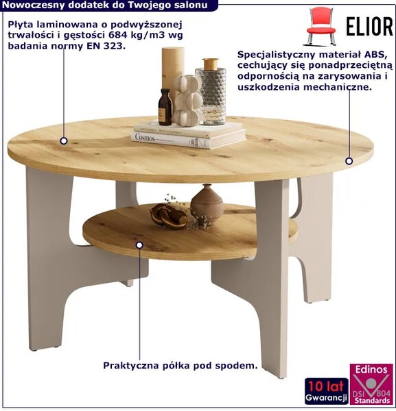 Stolik kawowy do salonu dąb artisan + kaszmir F7-S92