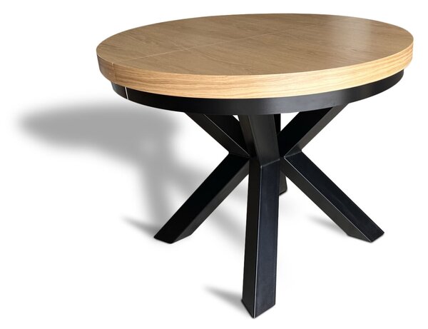 Stół okrągły rozkładany fi 120+ 2 x 40 cm LOFT z designerskimi nogami